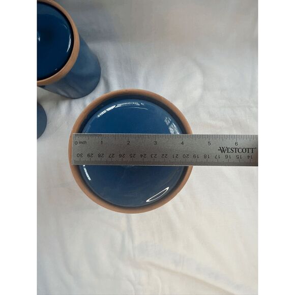 Three Piece Dark Blue Crockery/Jar/Canister Set, Unbranded, Made in Italy - Picture 8 of 10